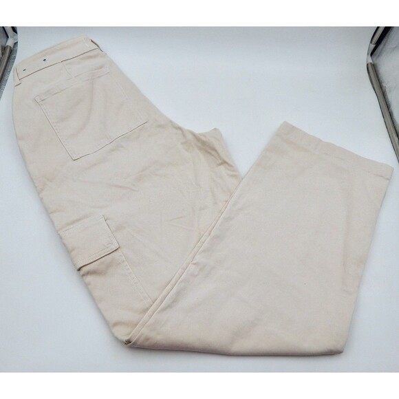 Hollister Ultra High-Rise Dad Cargo Pants White Size W32L 15L/14L Off-White - Picture 2 of 10